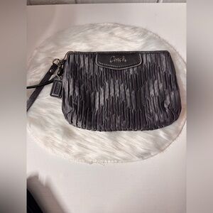 Coach Ashley Gathered Satin Medium Wristlet.